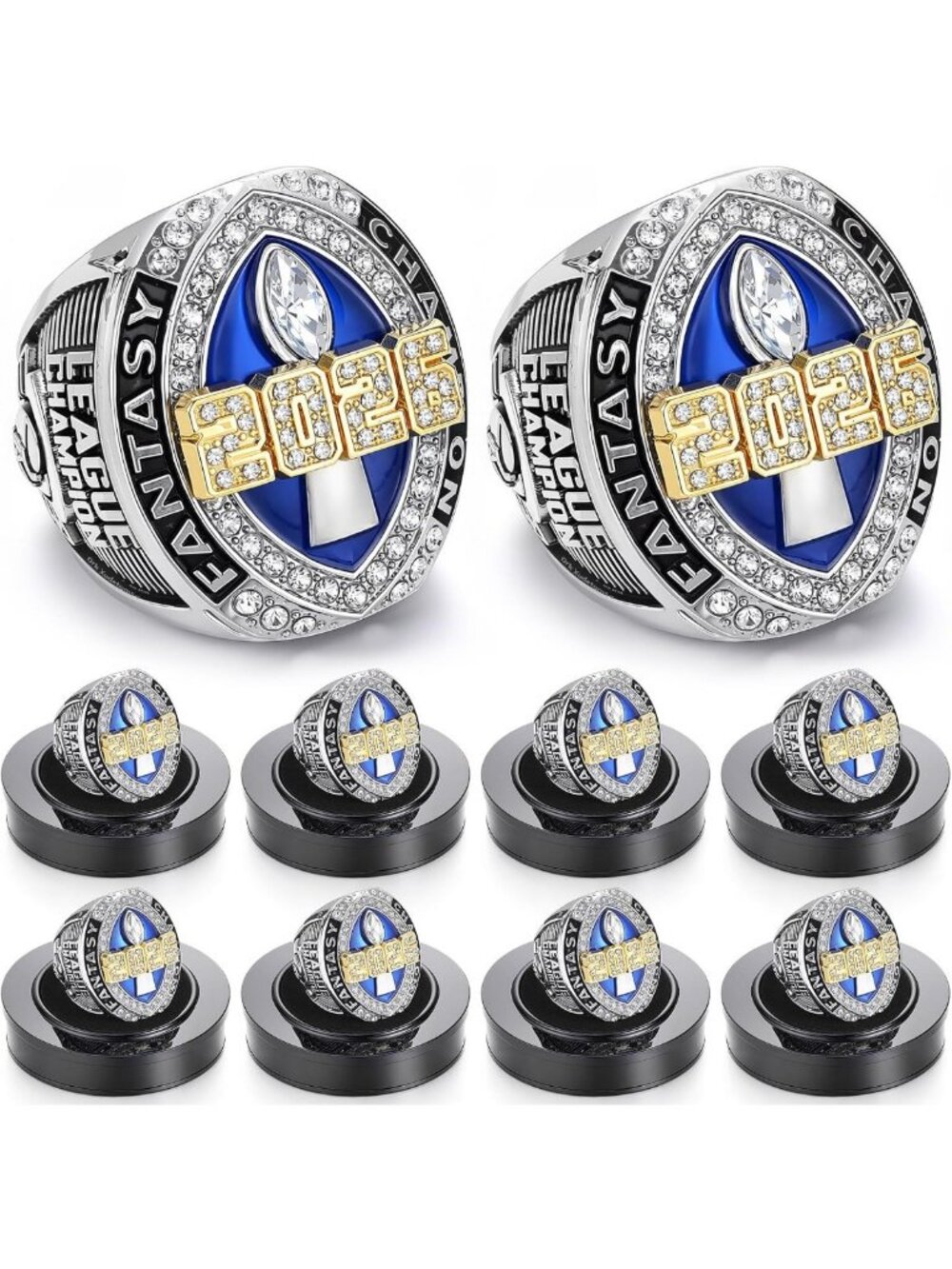 Fantasy Football Championship Ring - 2026 League Trophy, Sports Collectible